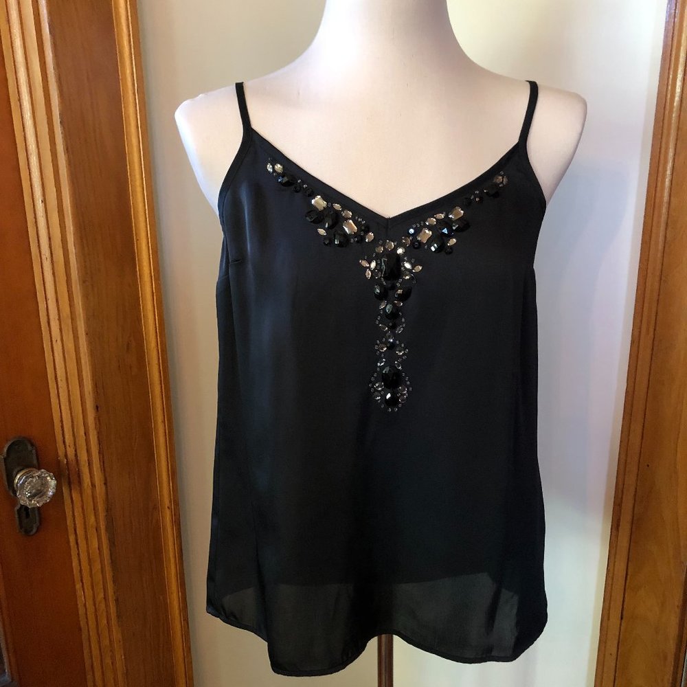 “Express” Black Beaded V-Neck Camisole, New w/o Tags
